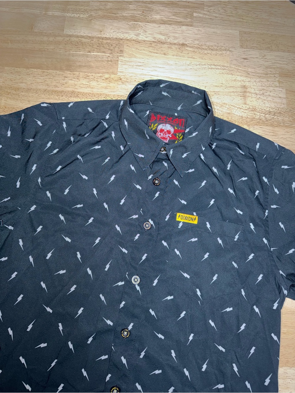Dixxon "The Bolt" Party Shirt Mens Small Black Lightning Bolt Pattern Stretch
